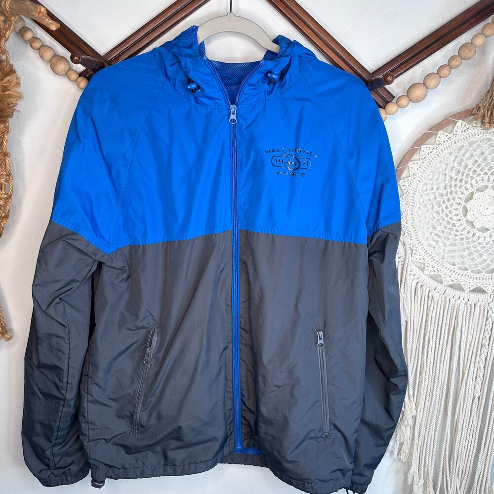 Disney Parks Blue Gray Colorblock Windbreaker Jacket